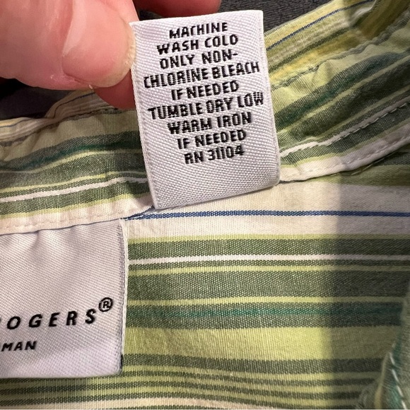 Kim Rogers Green Striped Blouse 3X - Picture 3 of 4